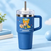 26500 리락쿠마 스텐 빨대 텀블러 680ml-블루 [B2-706256]